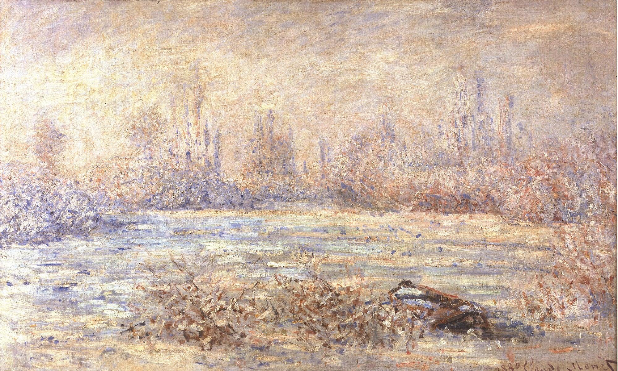 1986 Claude Monet 'Gelo vicino a Vetheuil' Impressionismo Litografia offset 1
