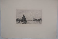 Windmills in Holland - Original etching - Ed. Durand Ruel, 1873