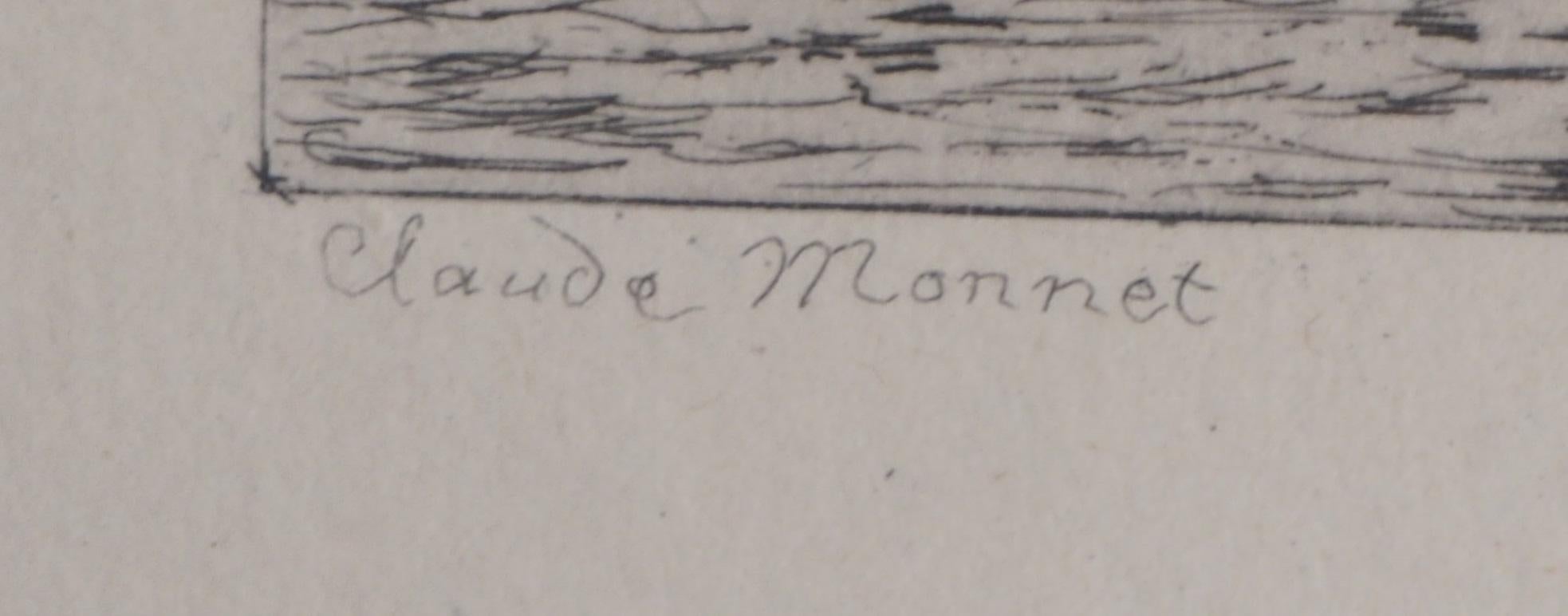 Claude MONET (après)
Moulins à vent en Hollande, 1873

Gravure originale
Gravure de Gaucherel sous la direction de Monet
Signature imprimée dans la plaque (avec la signature Monnet mal orthographiée)
Sur papier vergé 20,5 x 30 cm (c. 8 x 12