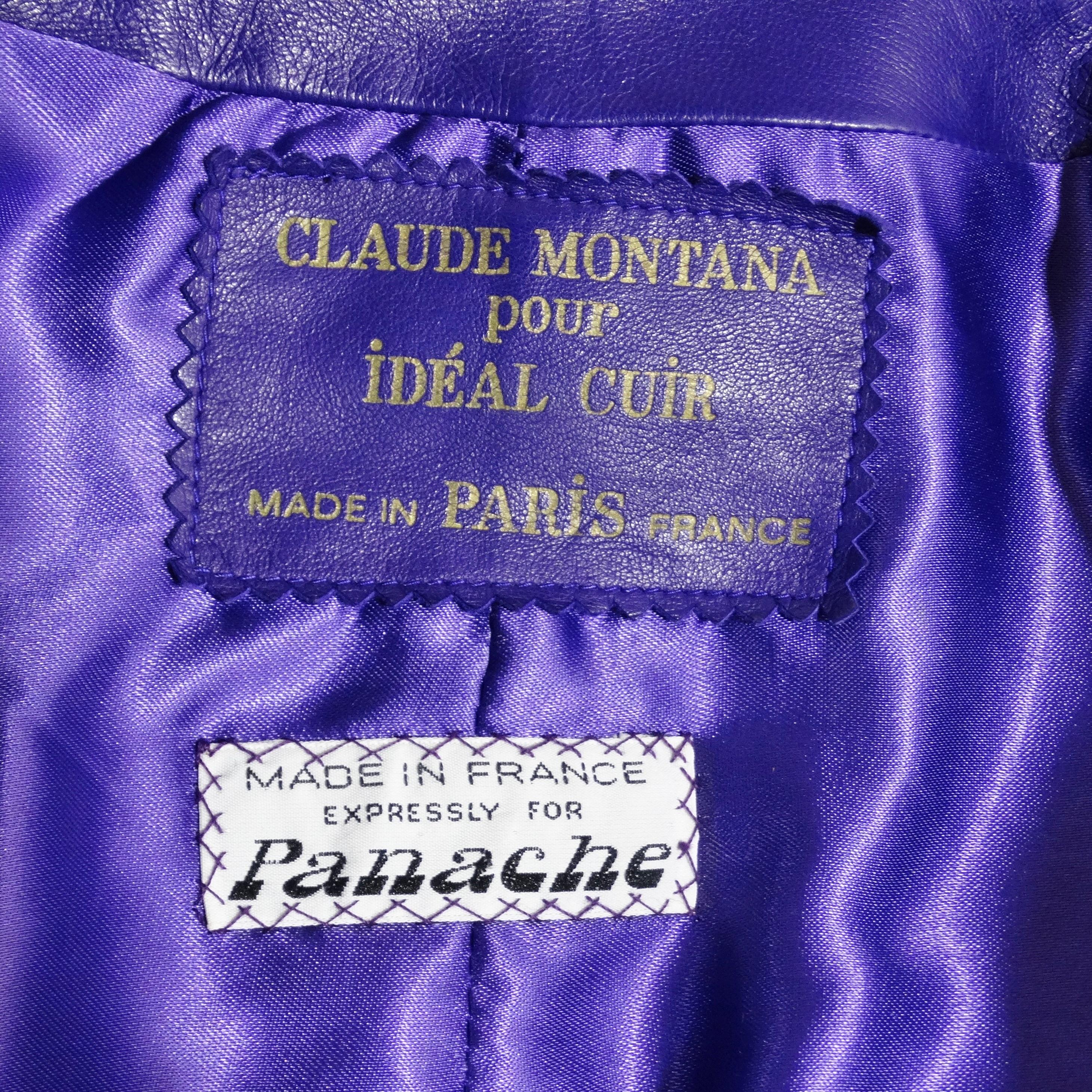 Claude Montana 1980s Purple Leather Cropped Jacket 3