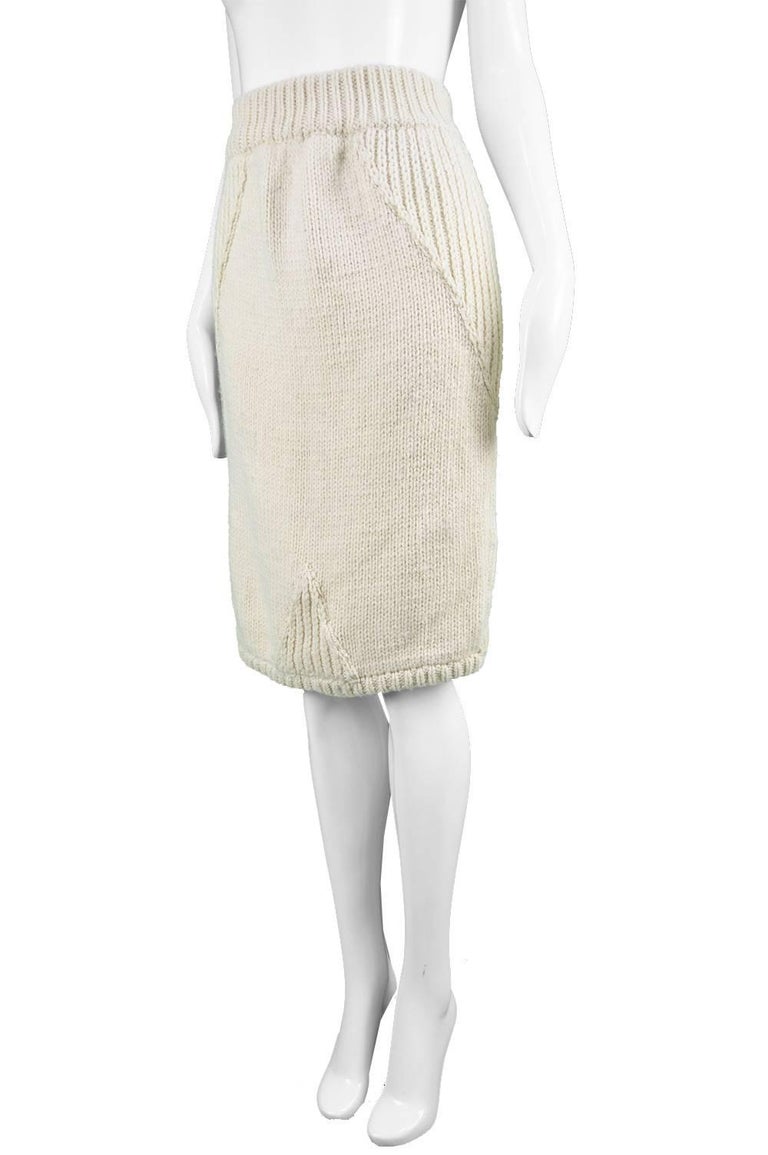 Claude Montana 1980s Thick Wool Knit Skirt For Sale at 1stDibs