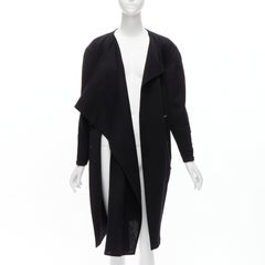 CLAUDE MONTANA 1980s Vintage black wool scarf collar toggle coat IT9A3 S