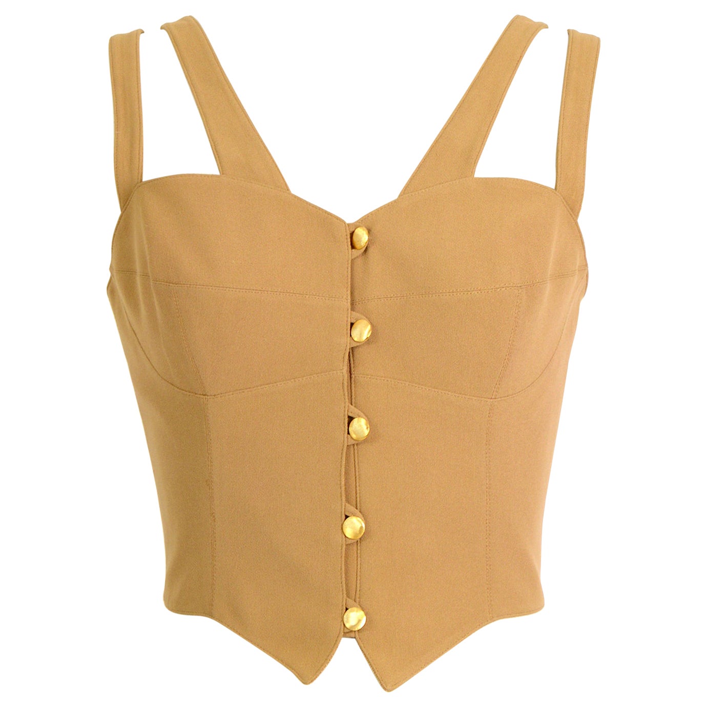 Claude Montana, gilet bustier crop top vintage anni '80 + cinque bottoni dorati