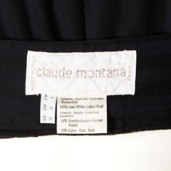 Claude Montana Pantalon ou pantalon en laine rayé bleu marine et noir vintage des années 1980