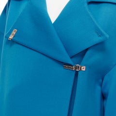 CLAUDE MONTANA 1991 Vintage blue wool metal clasp button oversize coat IT42 M