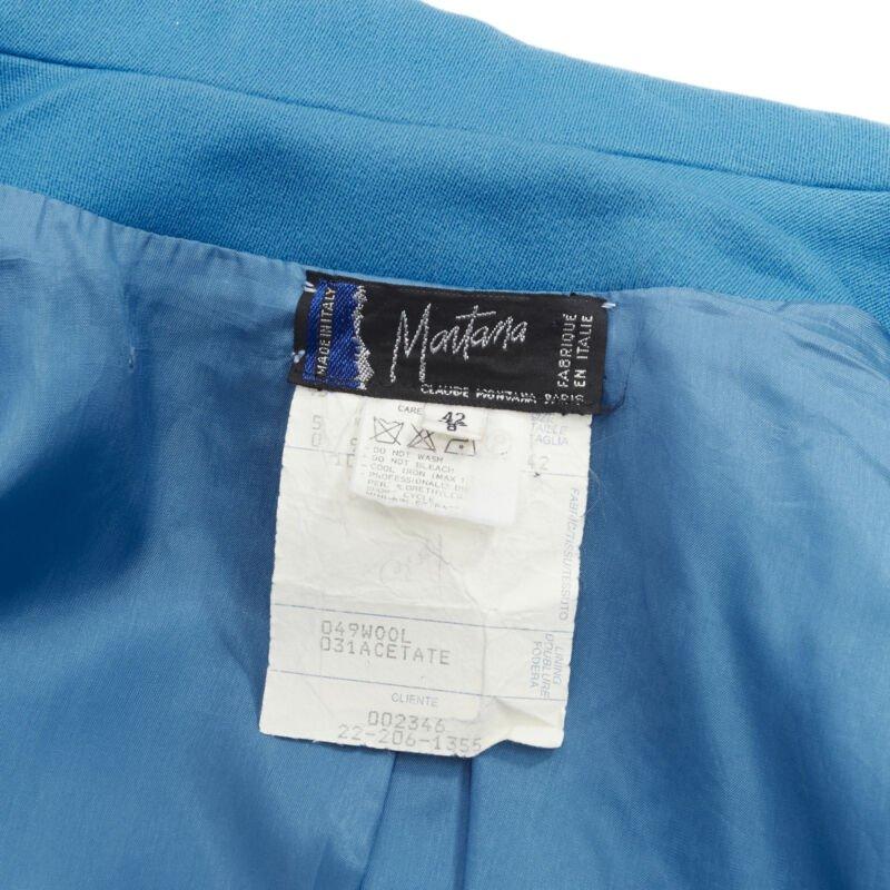 CLAUDE MONTANA 1991 Vintage blue wool metal clasp button oversize coat IT42 M For Sale 4