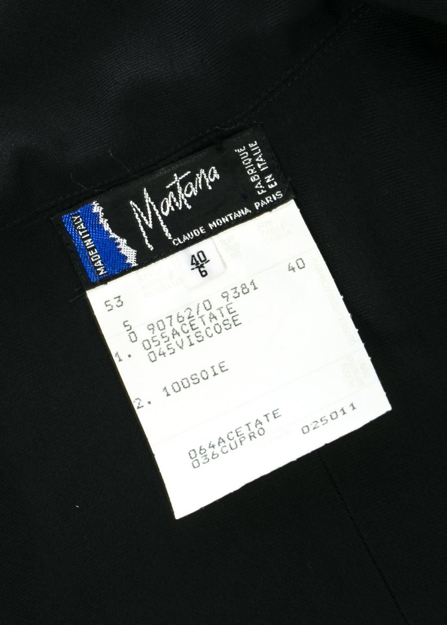 Claude Montana black evening jacket with chiffon train, c. 1990s In Excellent Condition In London, GB