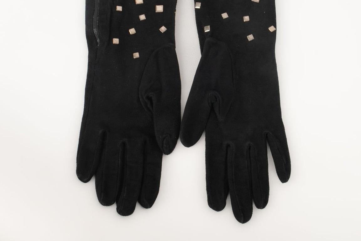 Women's Claude Montana Black Inside-Out Leather Gloves For Sale