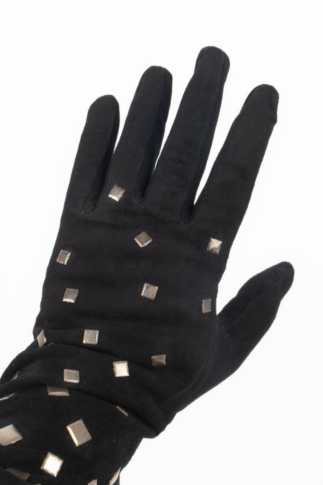Claude Montana Black Inside-Out Leather Gloves For Sale 1