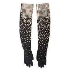 Claude Montana Black Inside-Out Leather Gloves