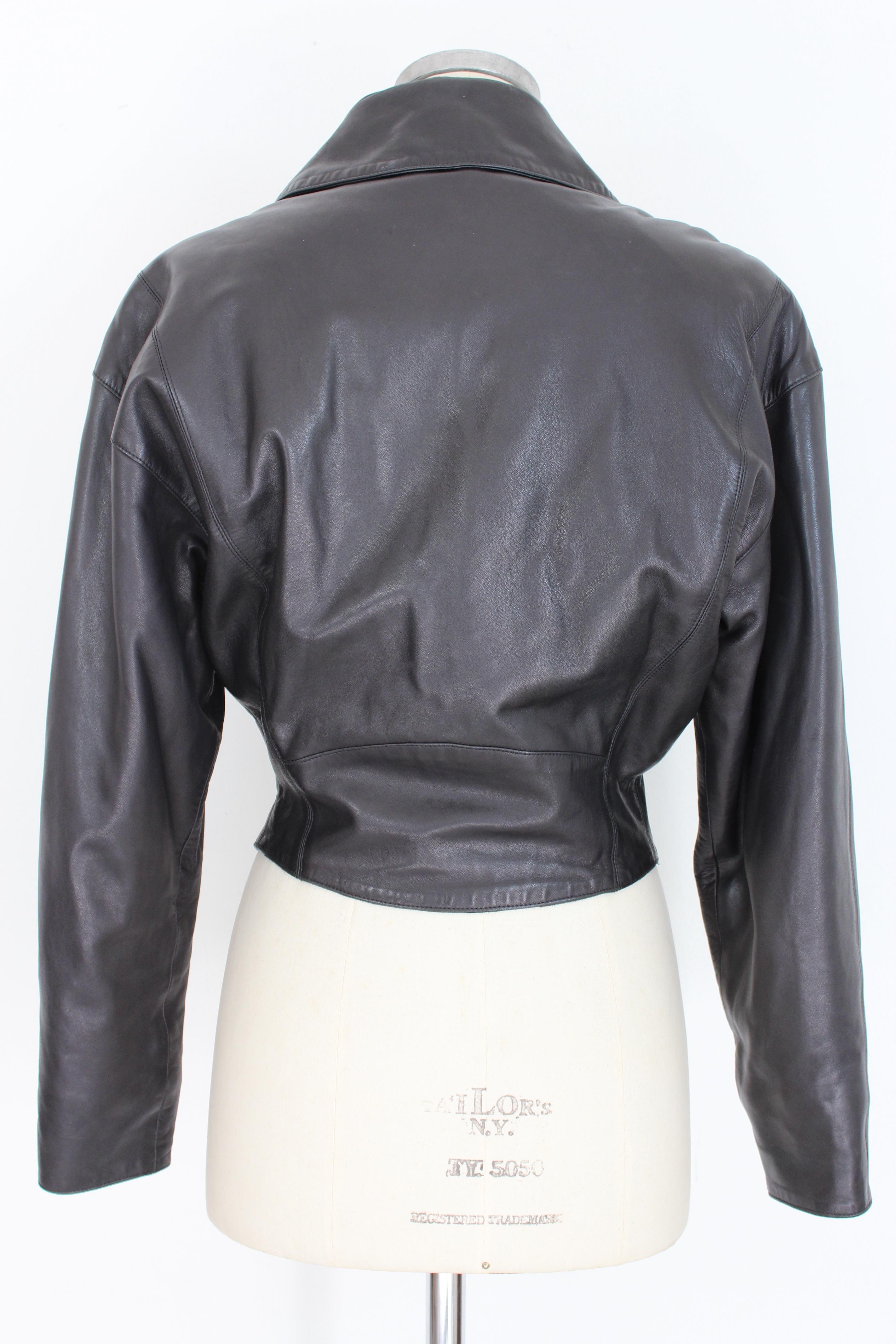 Claude Montana Black Leather Biker Jacket In Excellent Condition In Brindisi, Bt