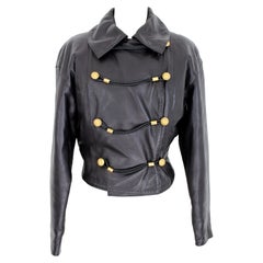 Vintage Claude Montana Black Leather Biker Jacket