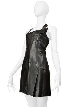 Claude Montana Black Leather Mini Dress 1999