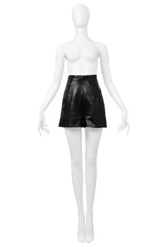 Claude Montana Black Leather Shorts with Gold Zippers