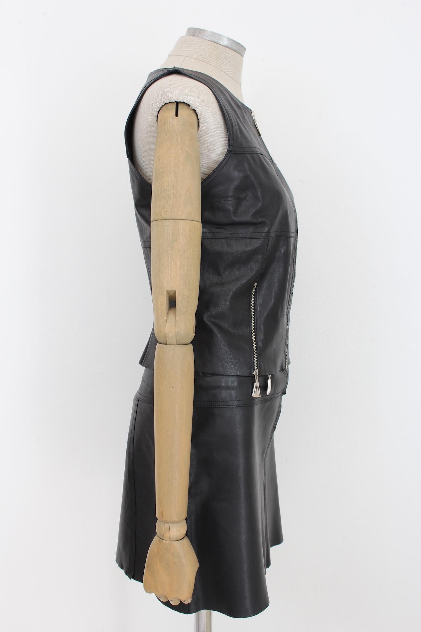 Claude Montana Black Leather Vintage Biker Suit Vest In Excellent Condition In Brindisi, Bt