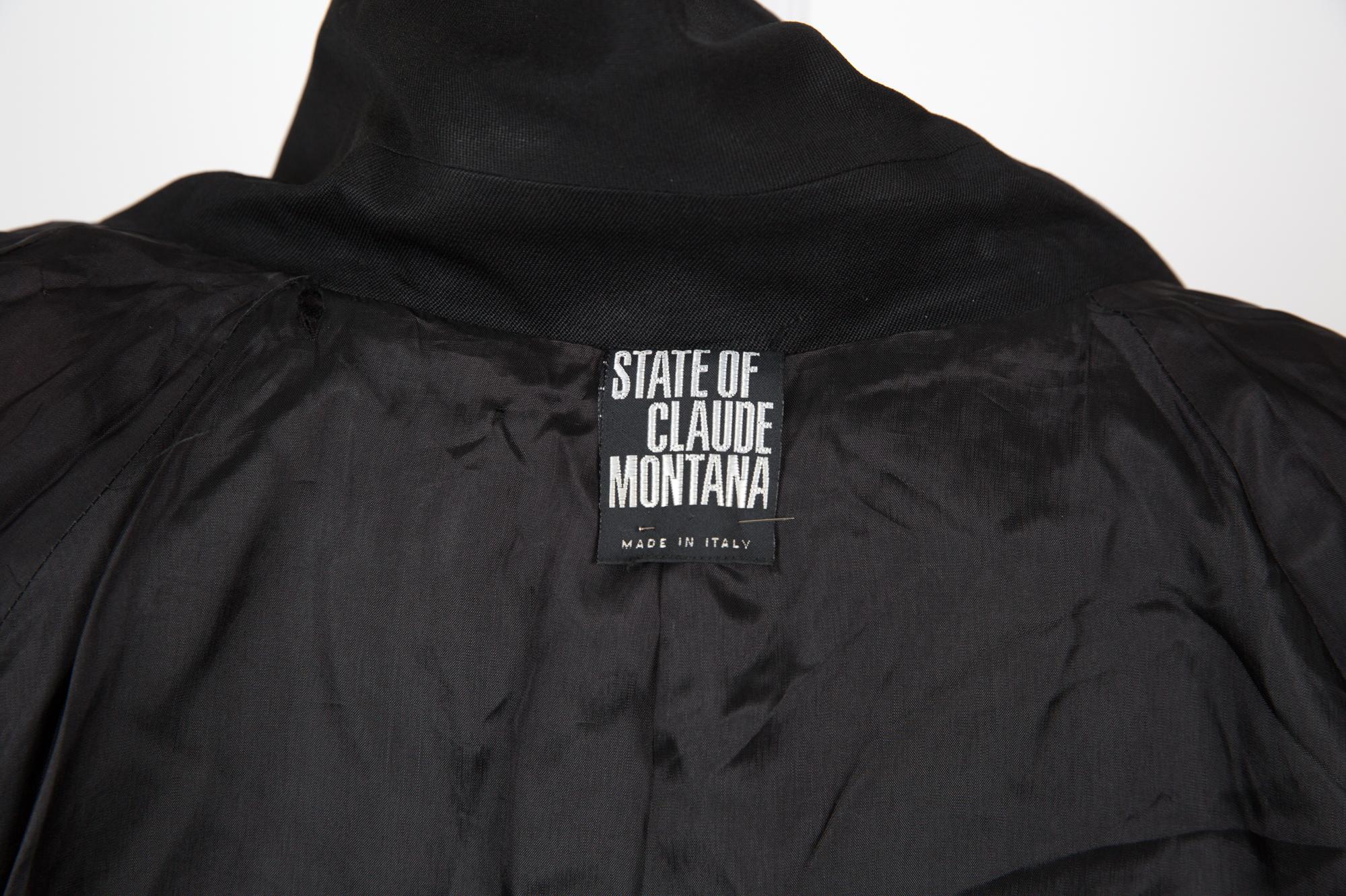 Trench-coat noir Claude Montana en vente 1