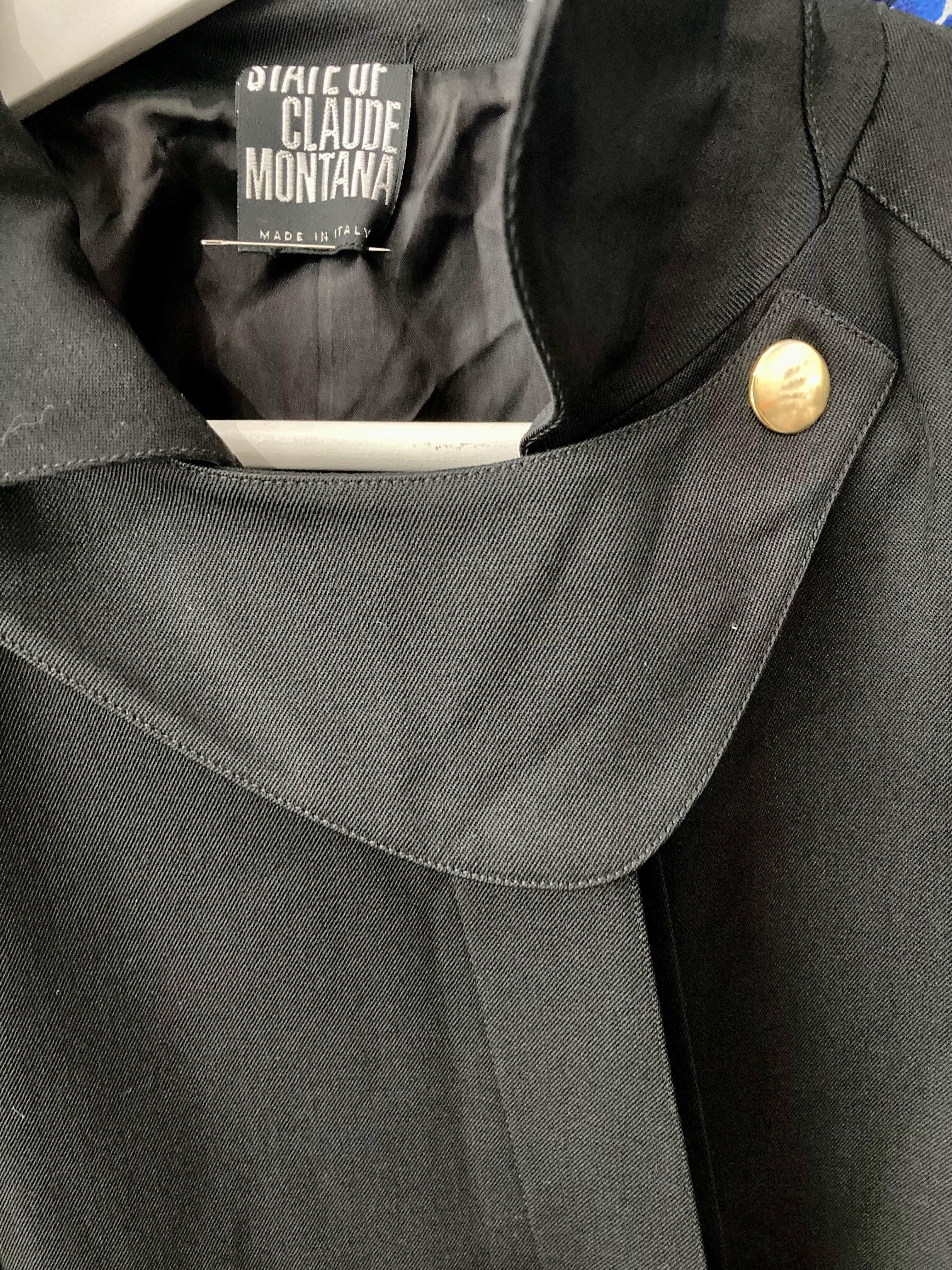 Trench-coat noir Claude Montana en vente 2