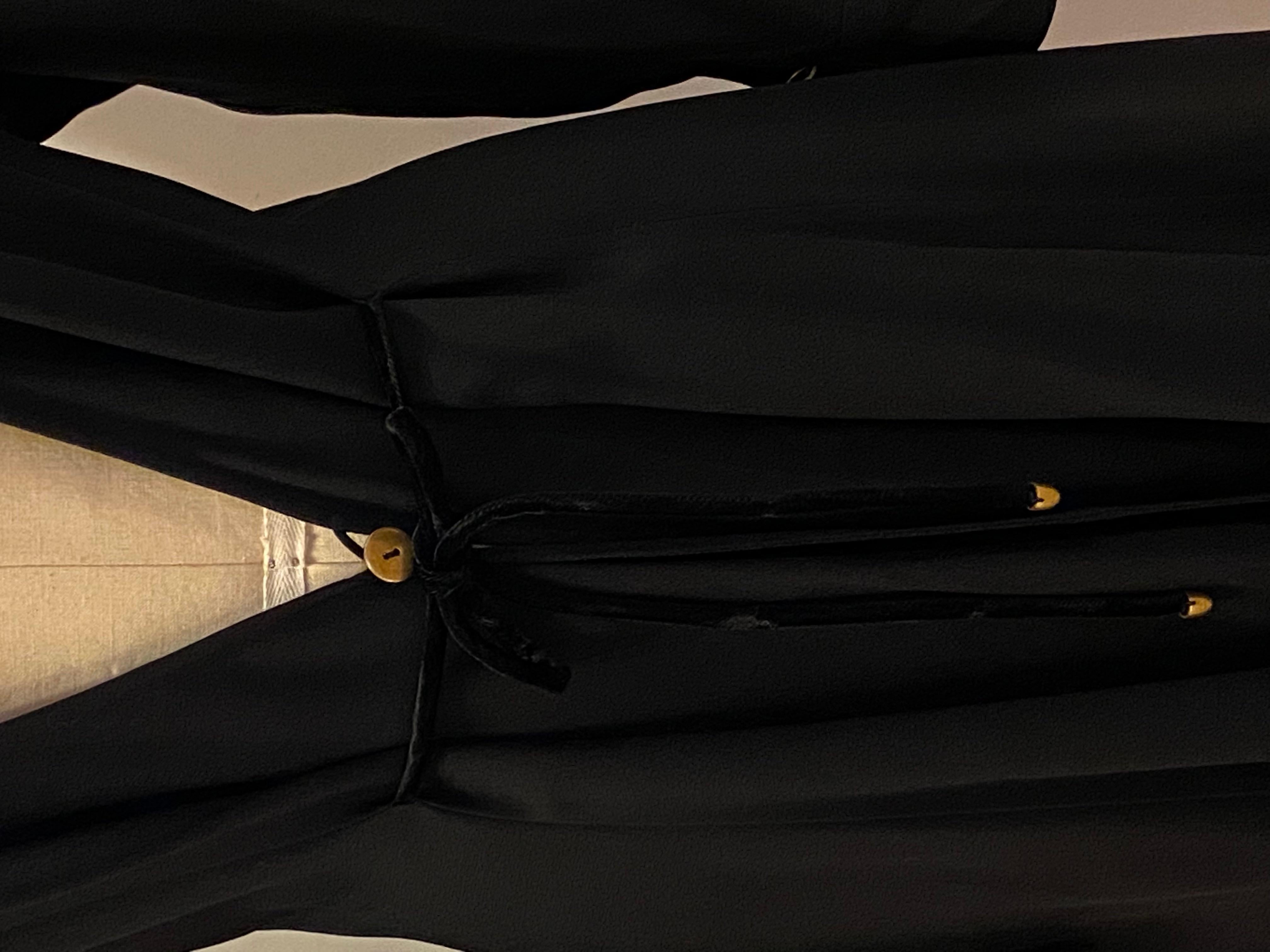 Claude Montana Black Wrap Dress/Optional Coat With Velvet Accents For Sale 3