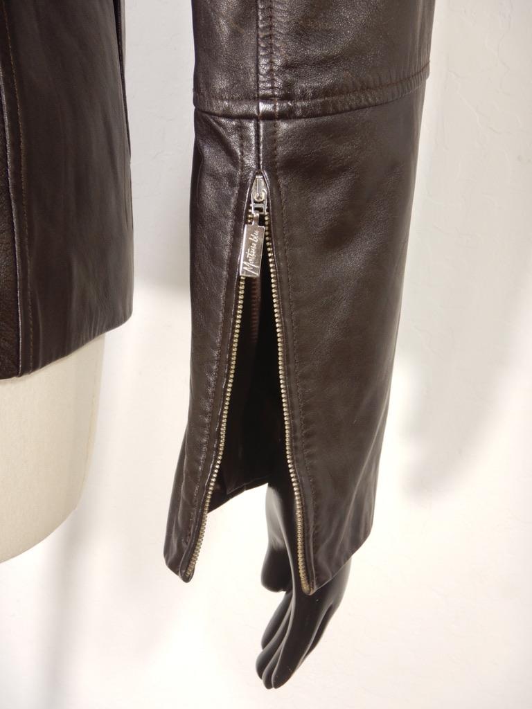 Claude Montana Blu Black Leather Jacket Skirt Suit For Sale 6