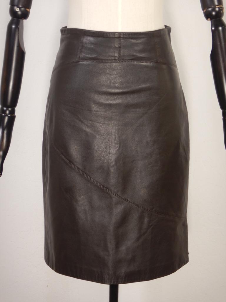 Claude Montana Blu Black Leather Jacket Skirt Suit For Sale 8