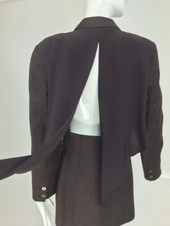 Claude Montana Brown Linen Drape Open Back Jacket 1980s