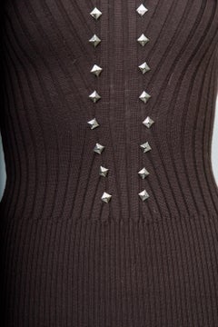 Claude Montana Brown Wool Sweater with Nailheads