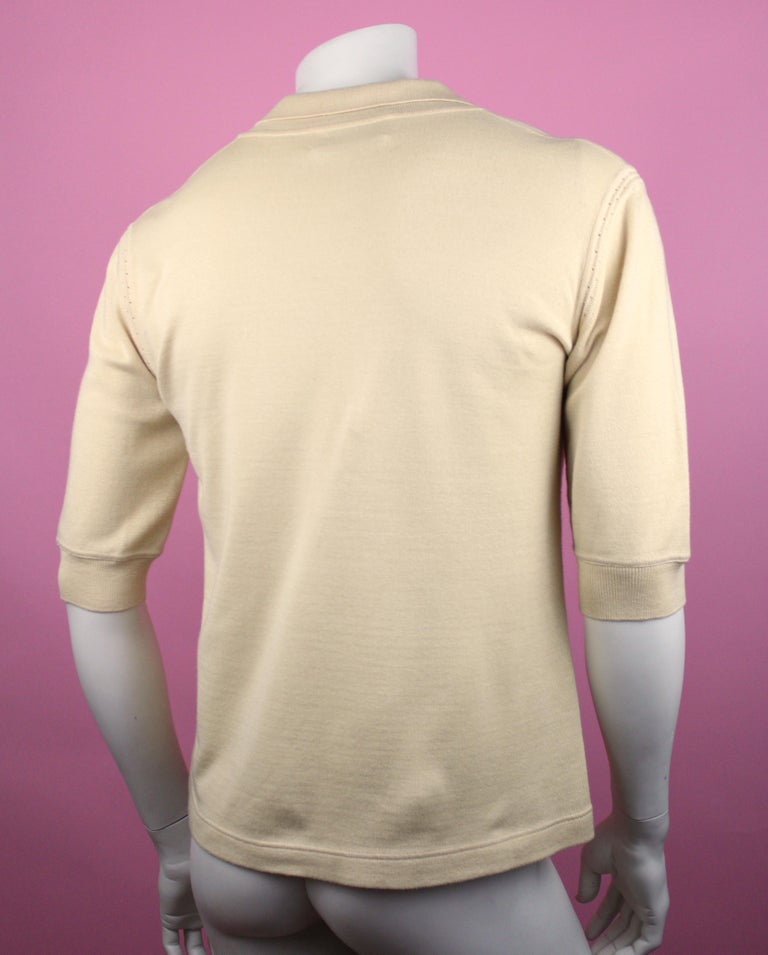Beige Claude Montana Canary Yellow Knit Cotton Polo, c. 80's, Size L For Sale