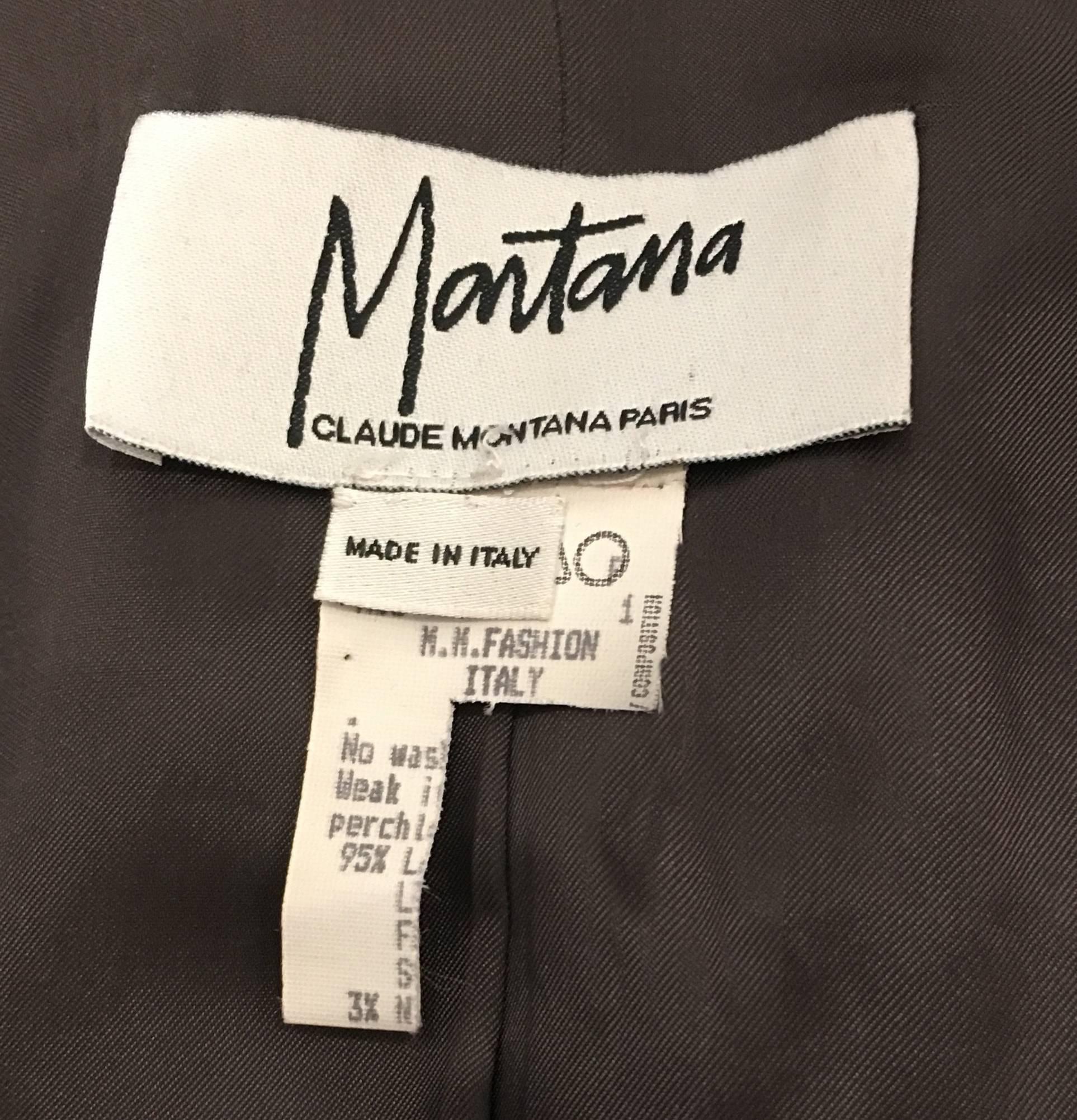 Claude Montana Dark Gray Suit Skirt, 1980s  For Sale 3