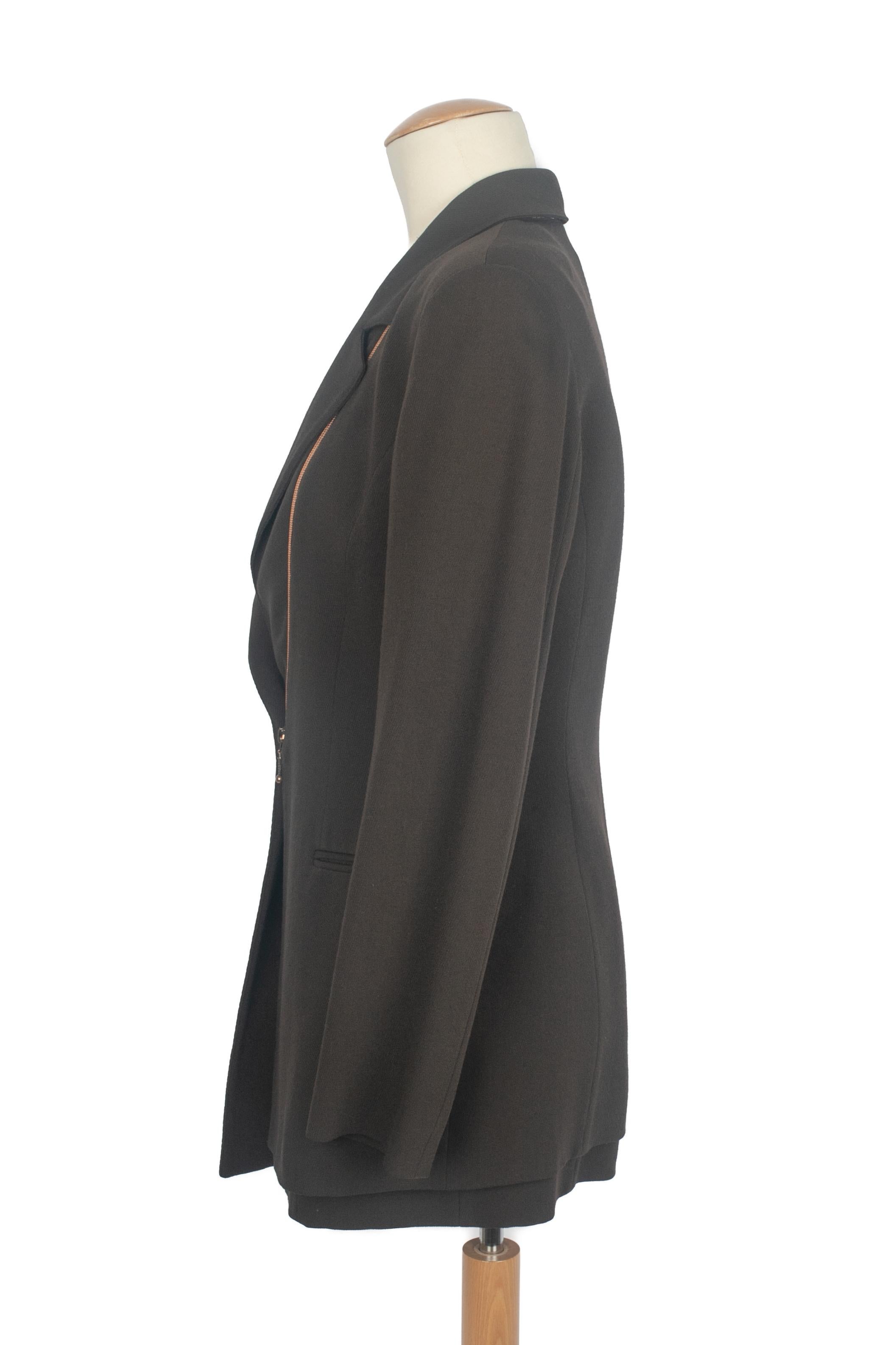 Chaqueta doble Claude Montana de mezcla de lana marrón en venta 5