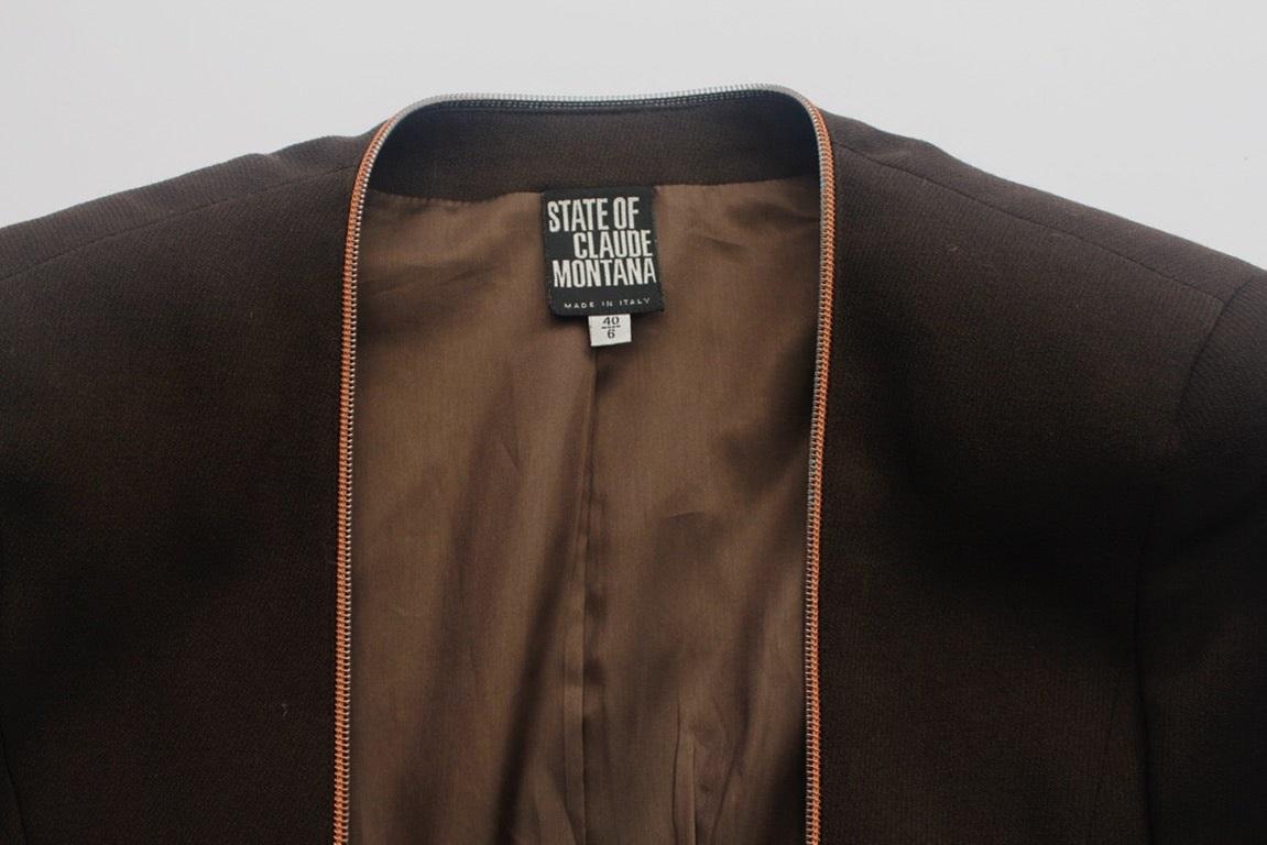 Claude Montana Double Jacket in Brown Wool Blend For Sale 8