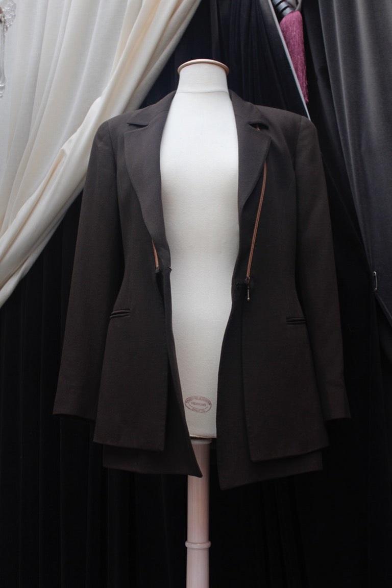 Claude Montana Double Jacket in Brown Wool Blend For Sale 11