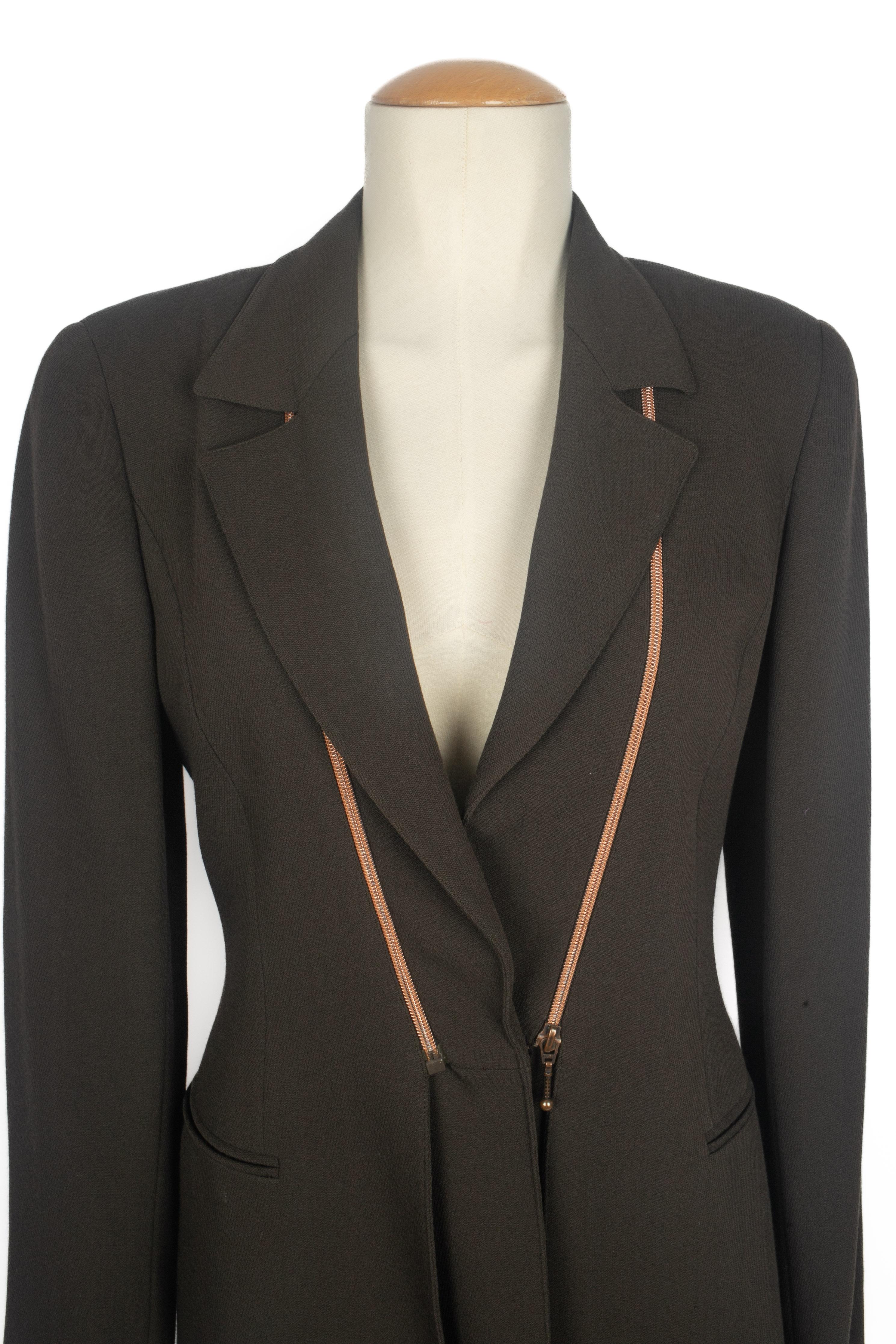 Chaqueta doble Claude Montana de mezcla de lana marrón Negro en venta