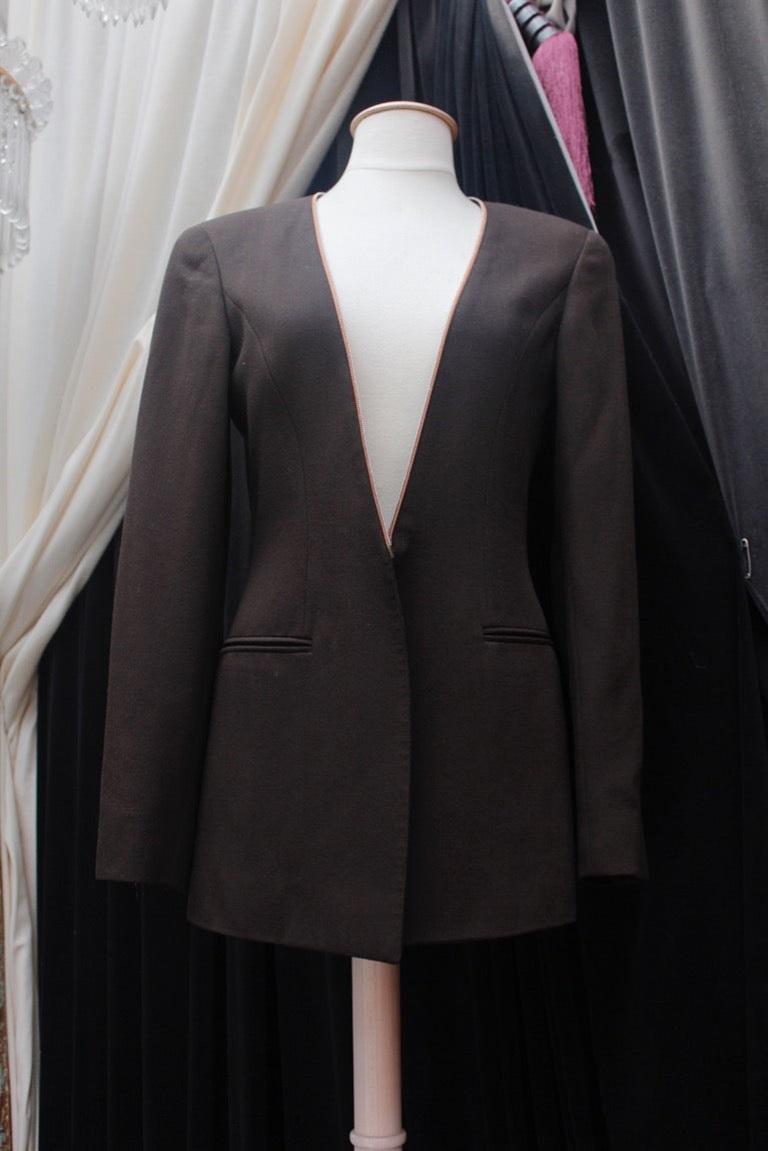 Claude Montana Double Jacket in Brown Wool Blend For Sale 1