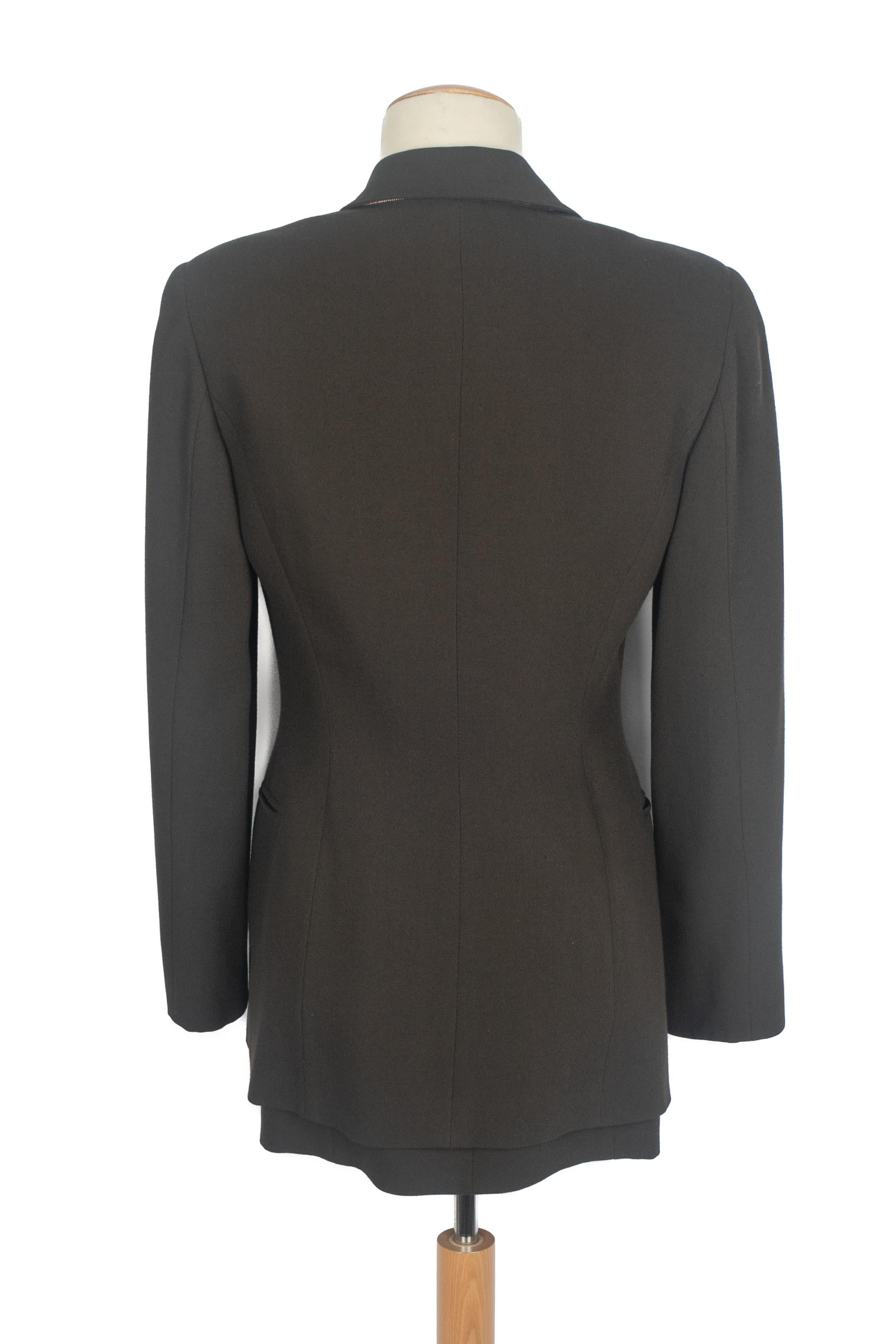 Chaqueta doble Claude Montana de mezcla de lana marrón en venta 4