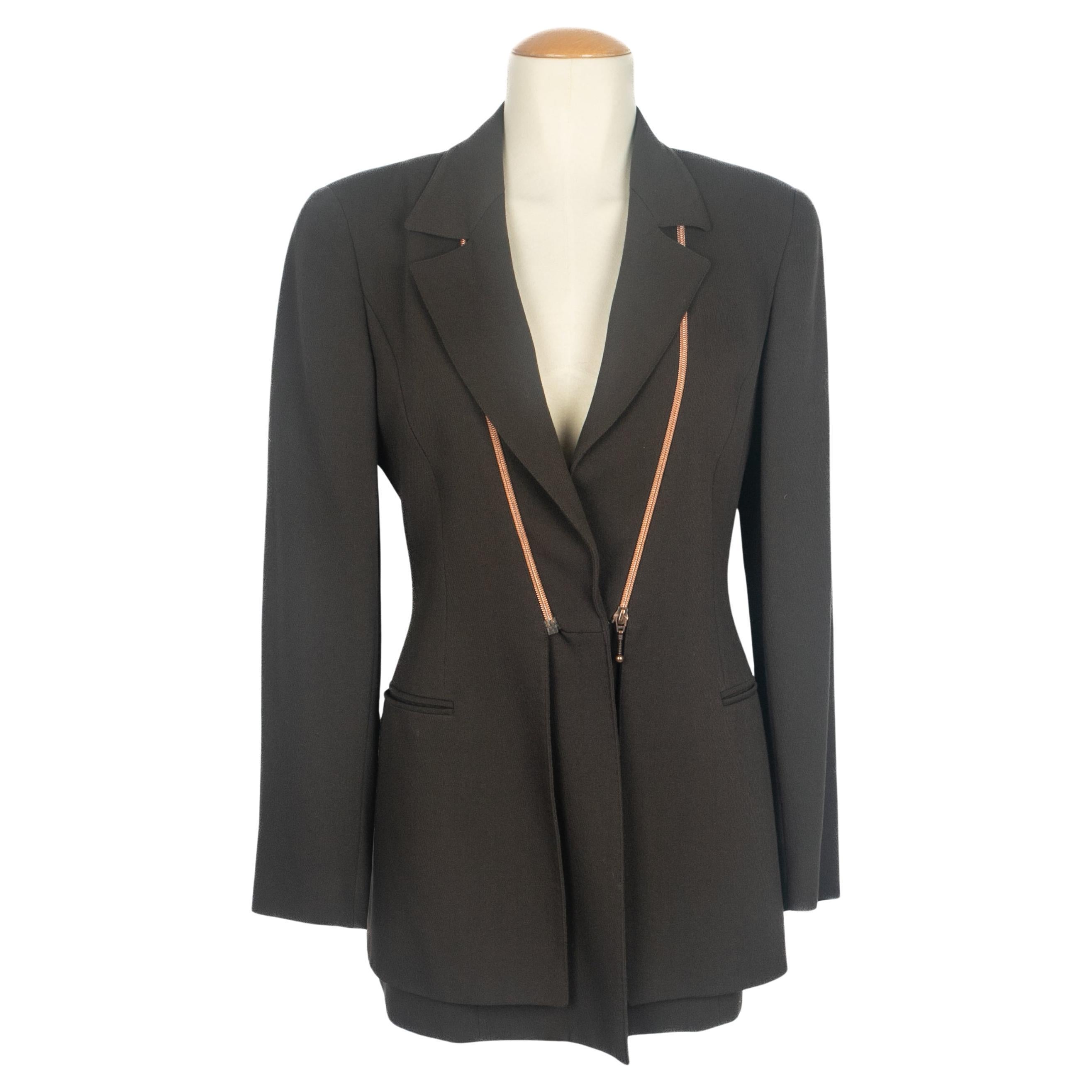 Claude Montana Doppeljacke aus brauner Wollmischung
