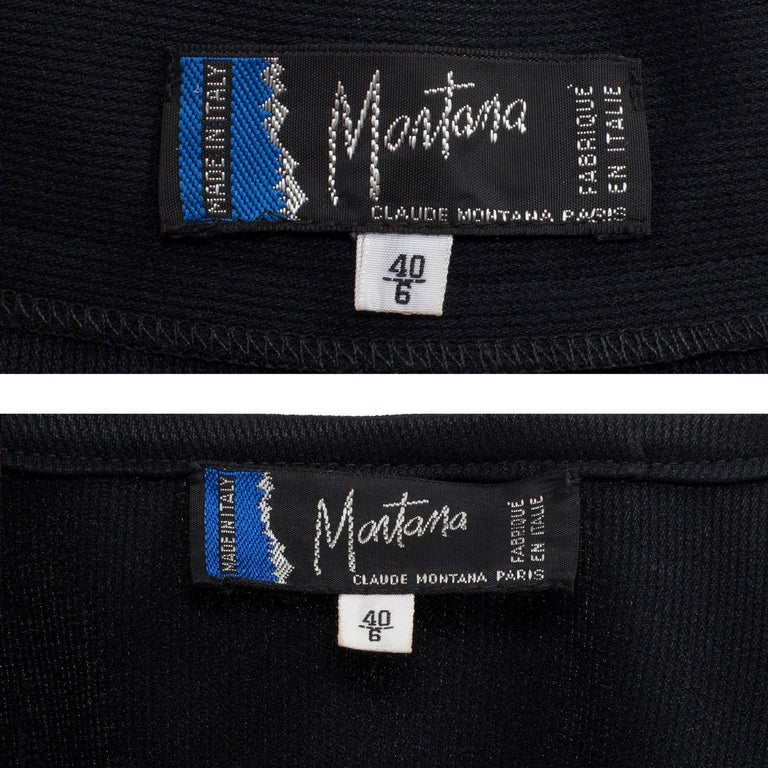 Claude Montana Draped Open Black Jacket Trouser Set 1980's at 1stDibs