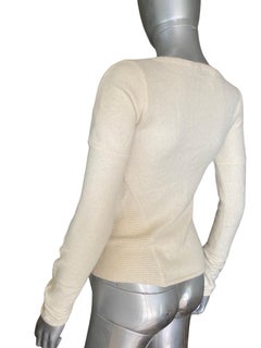 Claude Montana Fitted Off-White Angora Sweater Italy Size Small