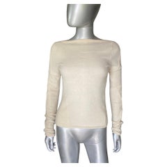 Claude Montana Pull ajusté en angora Off-White Italie Taille petite 