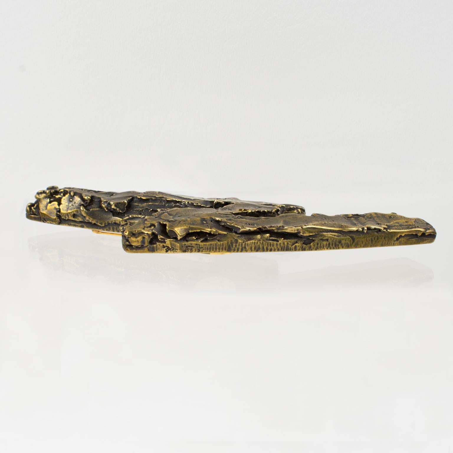 Claude Montana for Claire Deve Oversized Gilded Resin Pin Brooch 1