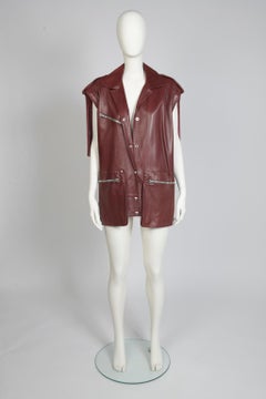 Veste de motard à franges en cuir Claude Montana pour Idéal