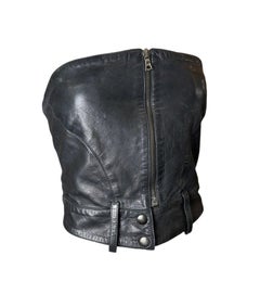 Claude Montana pour Idéal-Cuir Bustier Moto zippé en cuir, 1970