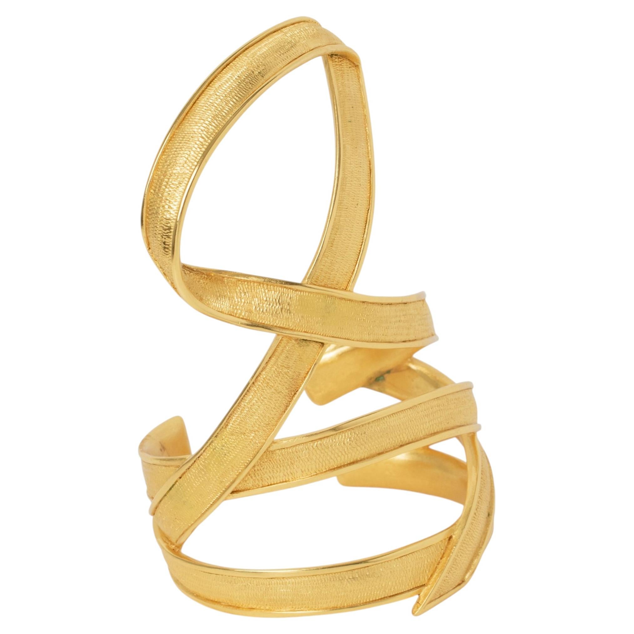 Claude Montana for Marie Paris Massive Gilded Metal Cuff Bracelet