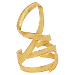 Claude Montana pour Marie Paris Bracelet manchette en métal doré massif