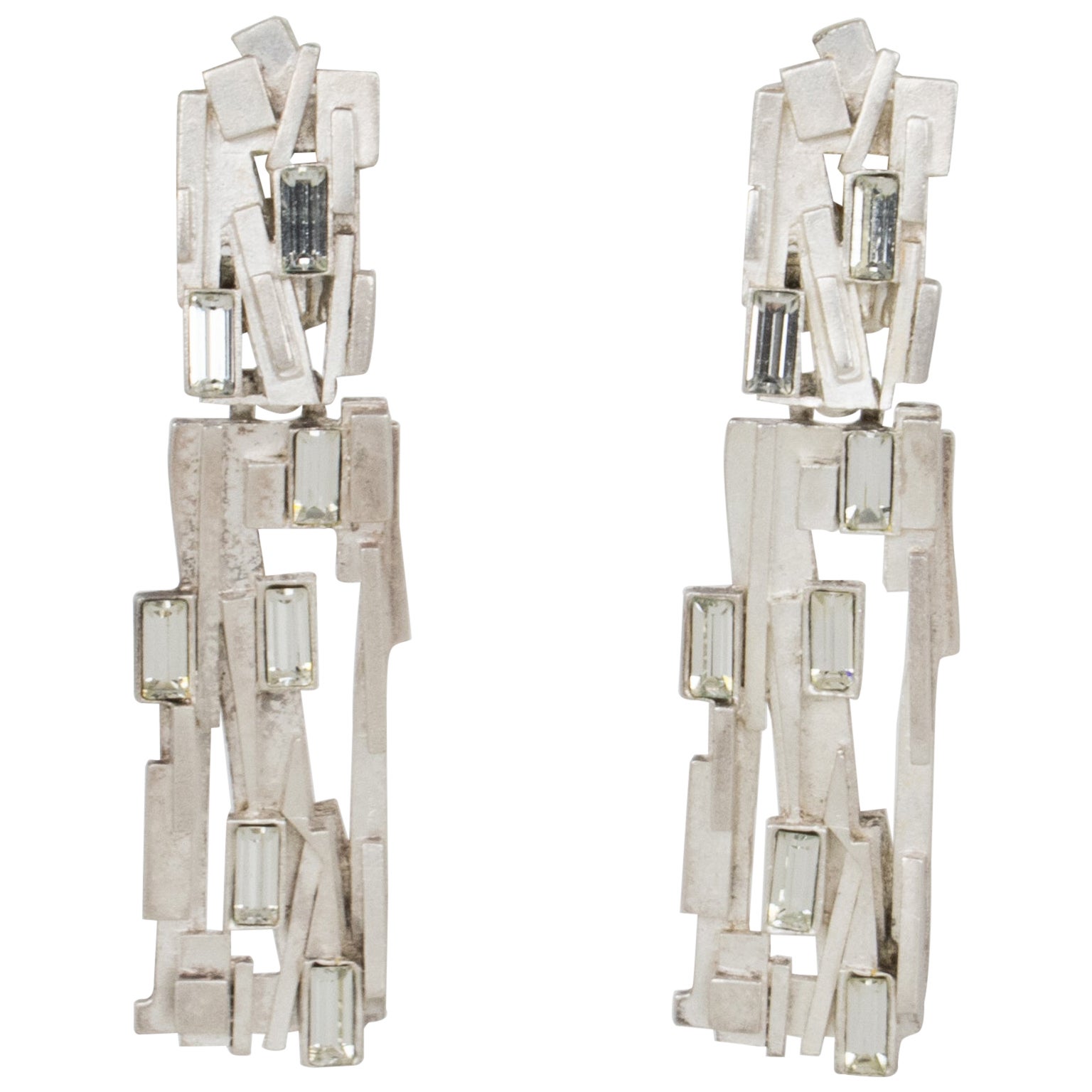Claude Montana, boucles d'oreilles futuristes avec strass