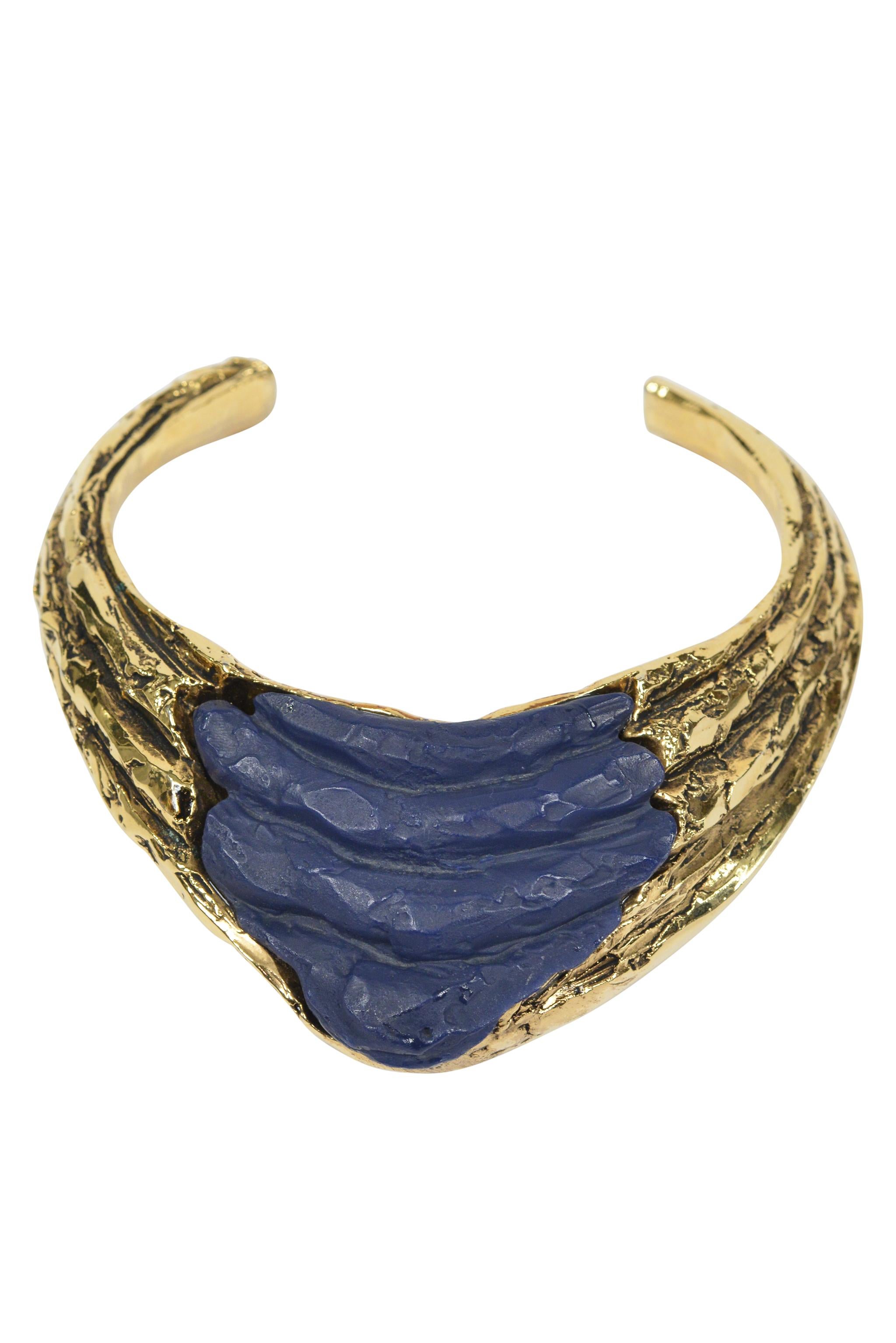 Women's Claude Montana Gold-Tone Metal Choker With Blue Resin