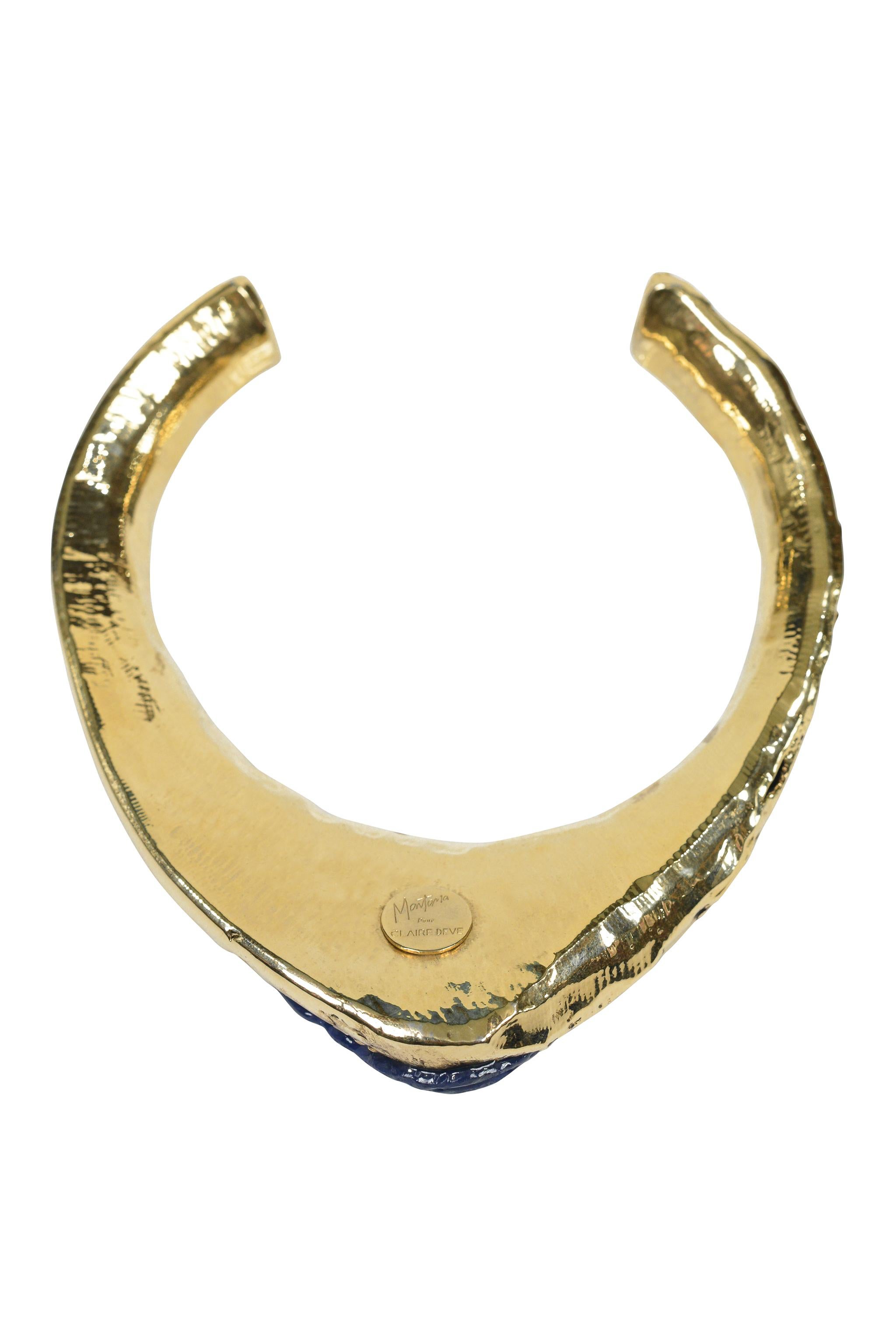 Claude Montana Gold-Tone Metal Choker With Blue Resin 1