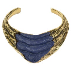 Claude Montana Gold-Tone Metal Choker With Blue Resin