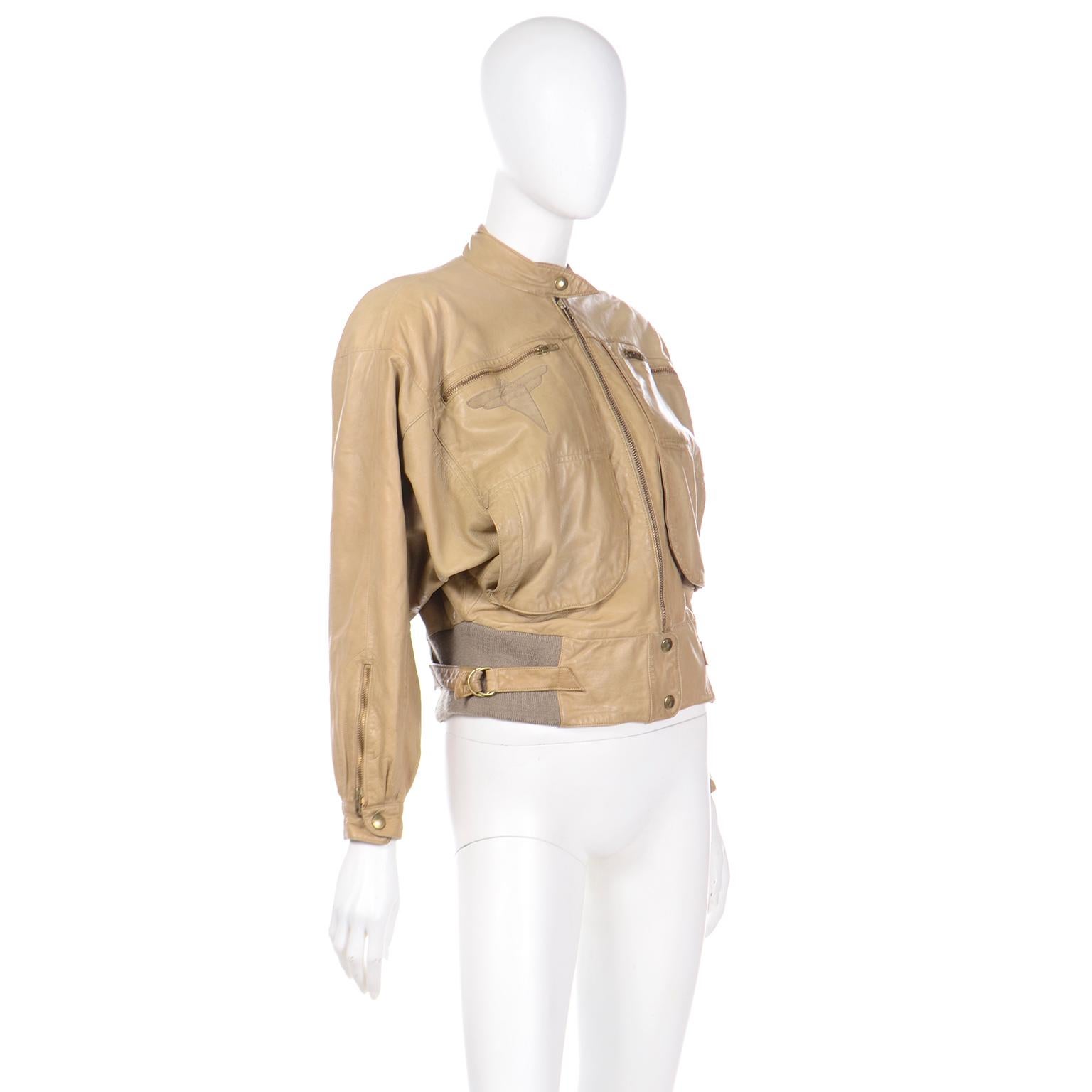 Claude Montana Ideal Cuir 1980s Vintage Leather Bomber Jacket w ...