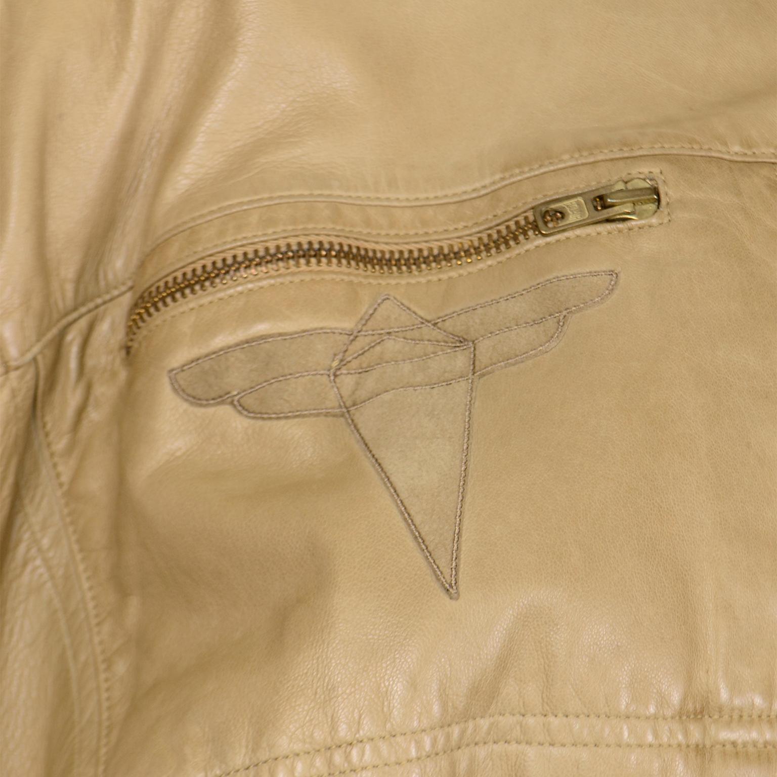 Claude Montana Ideal Cuir S/S 1983 Vintage Leather Bomber Jacket w Applique For Sale 2
