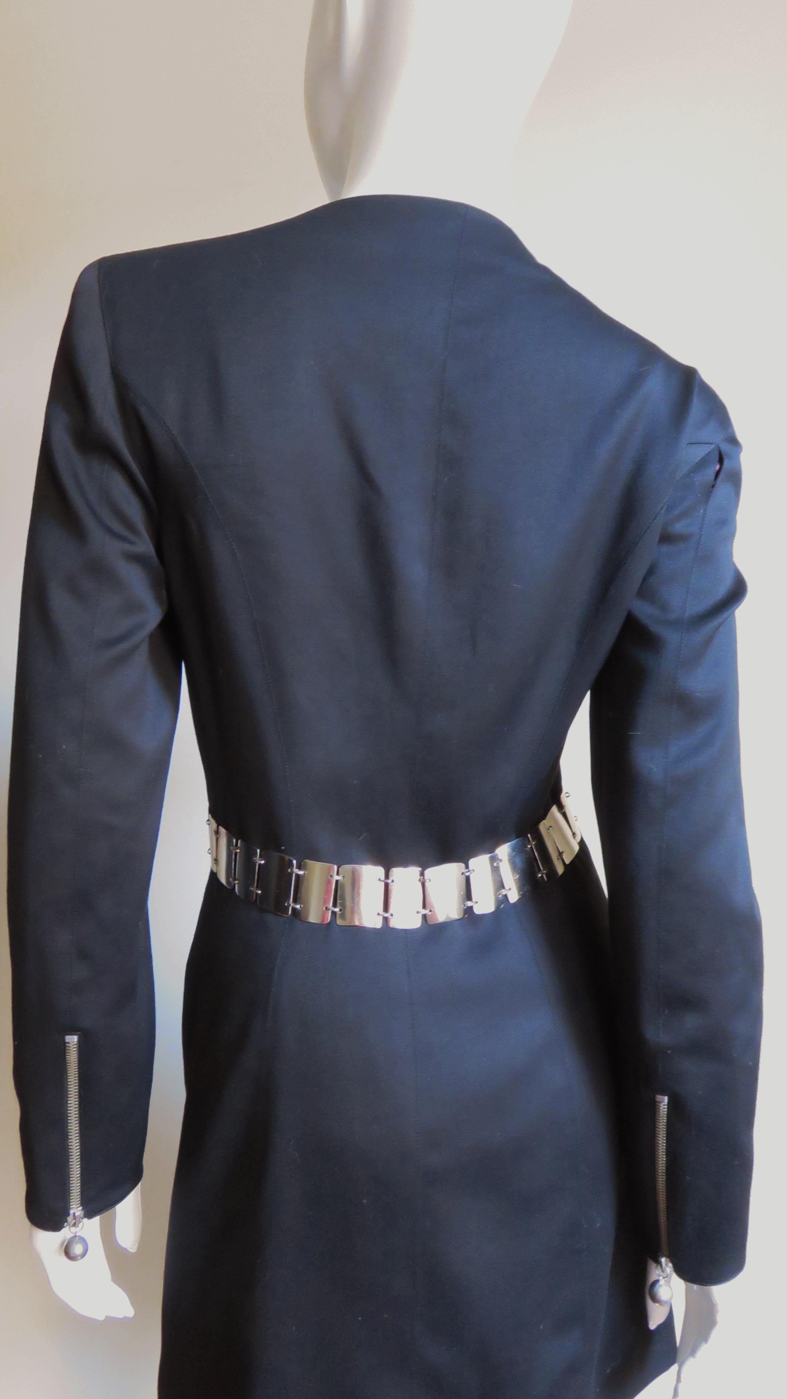 Claude Montana Zipper Dress with Metal Link Belt For Sale 2